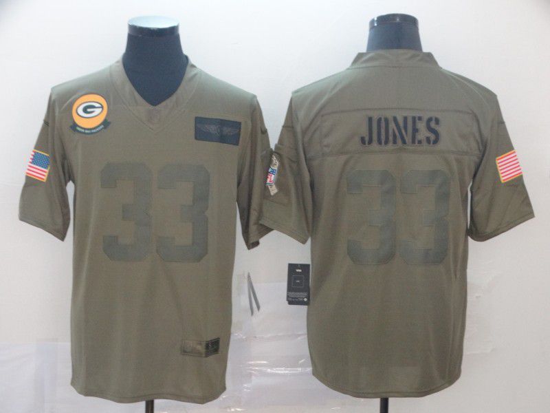 Men Green Bay Packers #33 Jones Nike Camo 2019 Salute to Service Limited NFL Jerseys